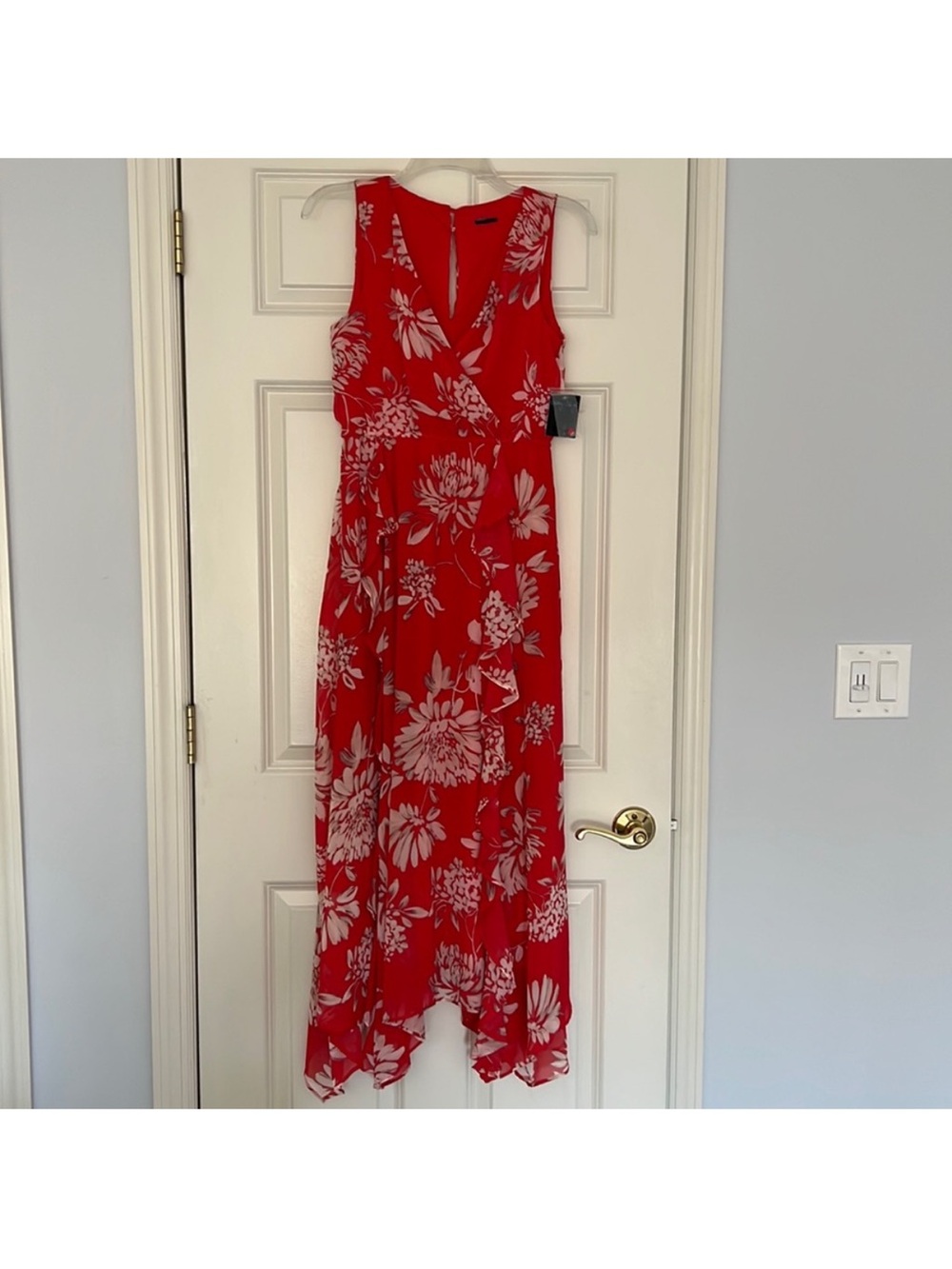 Gabby Skye Red Floral High-Low Maxi Dress